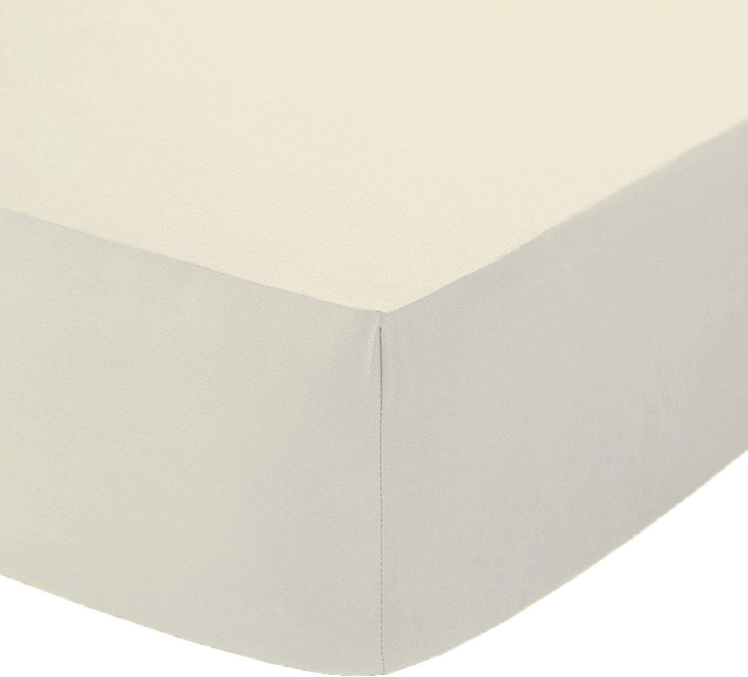 Amigozone Cream 16"(40Cm) Extra Deep Fitted Sheet100% Cotton 200 Thread Count Fitted Sheet (, 4Ft Small Double)