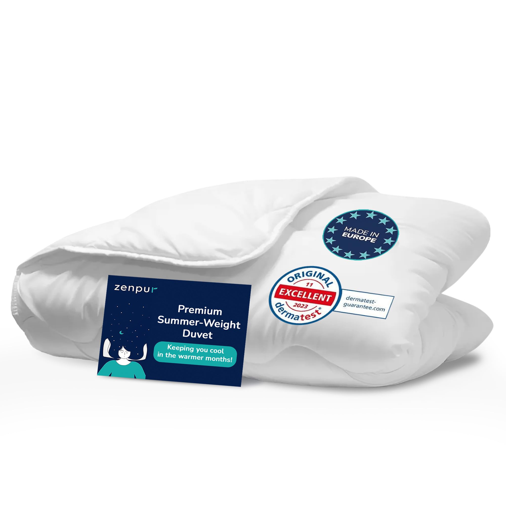 ZenPur - Premium comforter 155x220 Lightweight - Cooling summer comforter - Hypoallergenic comforter with Ökotex certificate - Thin summer duvet