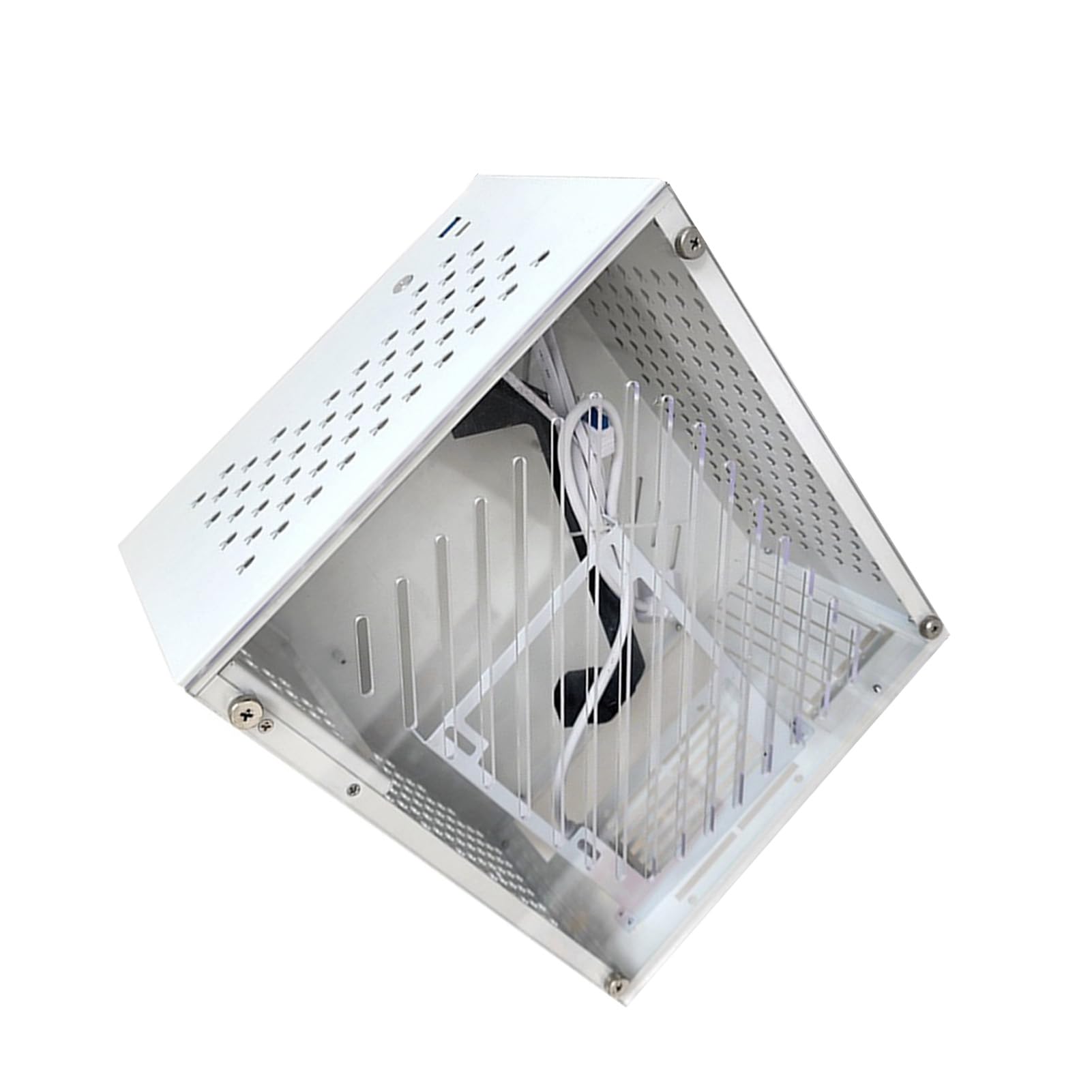 Asixxsix Case per PC ITX Fattore di Forma Ridotto, Case per Computer MATX/ITX con Pannello Laterale Trasparente Supporta Scheda Madre da 190x220 Mm e 170x170 Mm, GPU Fino a 280, 3 Slot PCI, PSU ATX
