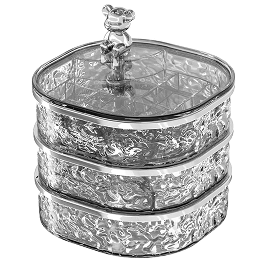 UDSKNV[KSL Exquisite Jewelry Storage Box Rotating Transparent Band Partition, Earring Ring Organizer, High-End Jewel Box B