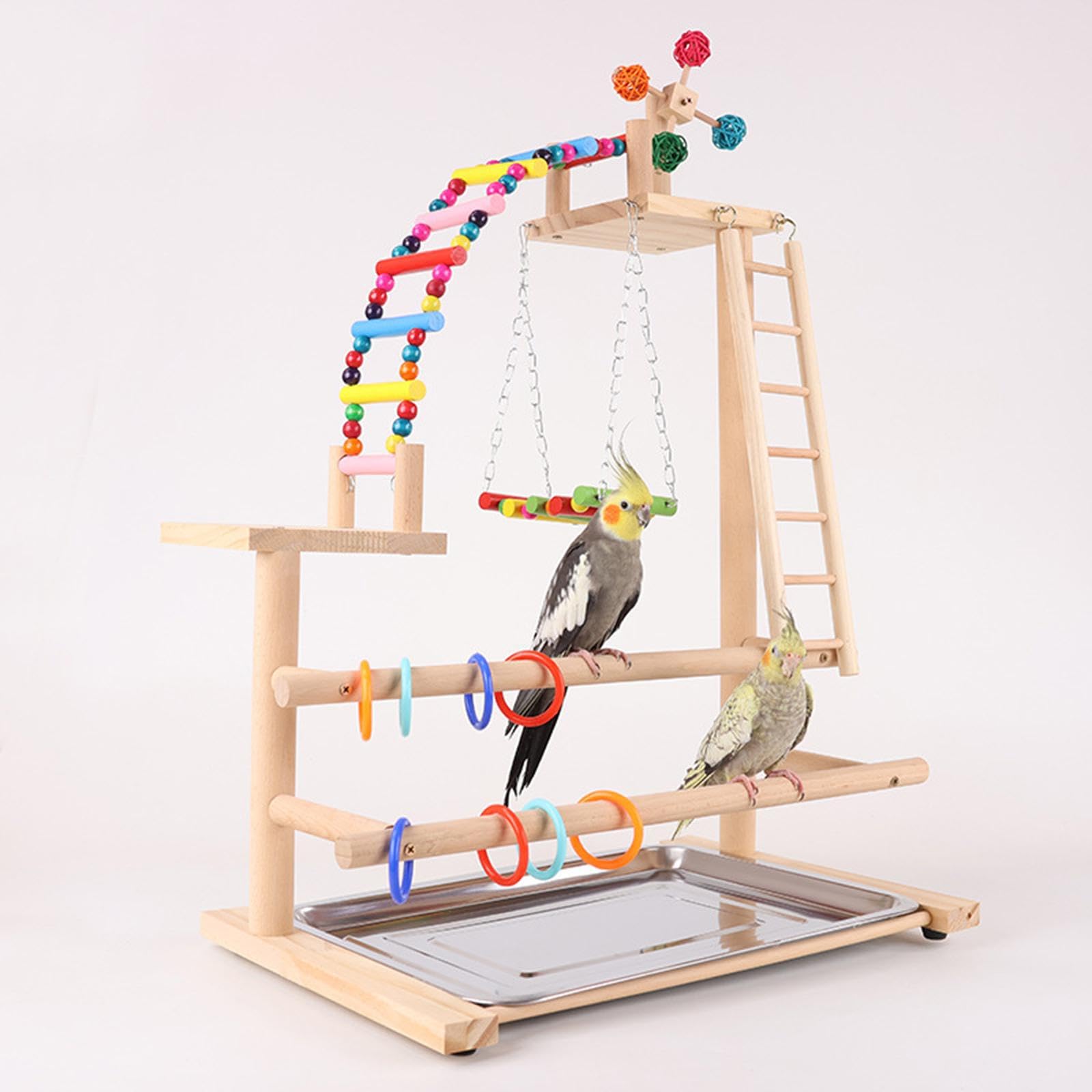 Supporto in Legno per Uccelli, Palestra, Parco Giochi per pappagalli, calopsitte, Colibrì, parrocchetti