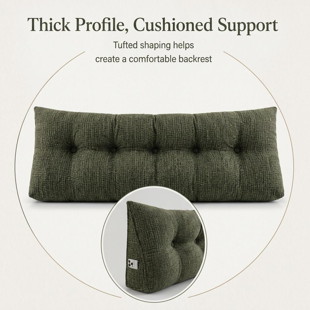 ERWUDEling Headboard Pillow King Bed Wedge Pillow with Side Pockets
