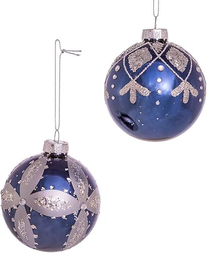 Miniatura 3 de Adornos de bola de vidrio azul marino de 3.150 in, juego de 6 piezas