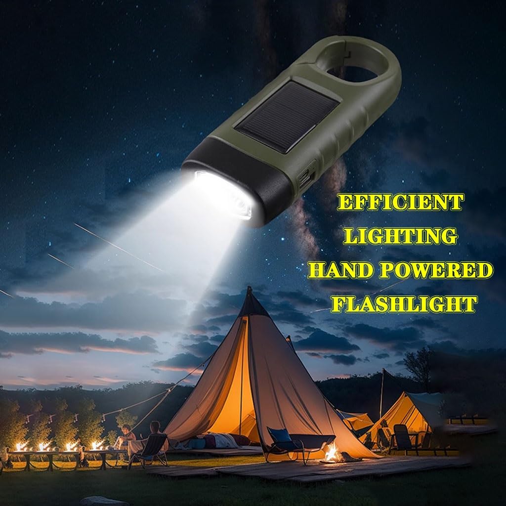 Linterna De Manivela De 2/4/6/8/10 Piezas, Linternas De Supervivencia Alimentadas por Energía Solar, Linterna Manual De Emergencia para Rescate Al Aire Libre, Recargable por USB(Army Green,Set 3)