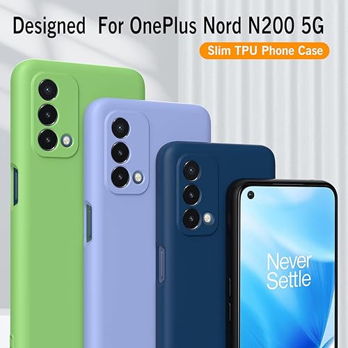 Miniatura 2 de Foluu Funda para OnePlus Nord N200 5G, funda protectora de goma de gel de silicona líquida con forro de microfibra suave, carcasa rígida delgada, a