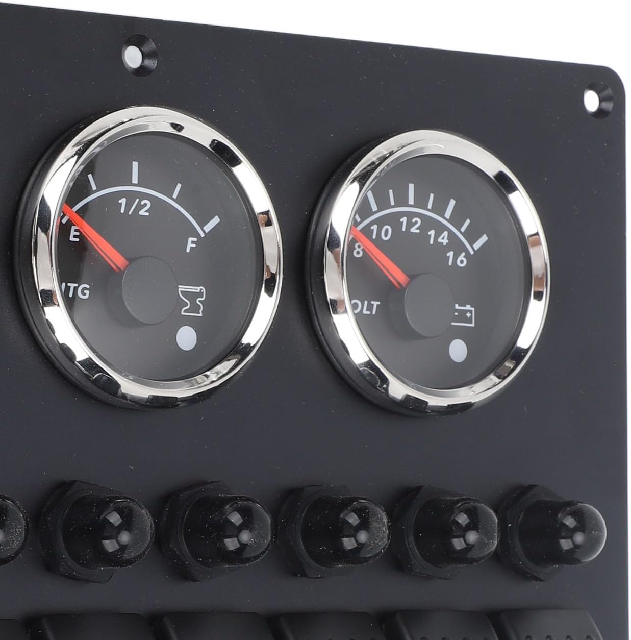 12-24V 3 Gauge Meter Water Sewage Level Voltmeter Instrument Panel, 8 Gang Switch with Anti Fog Technology, Low High Level Alarm, for Boat Yacht Marine