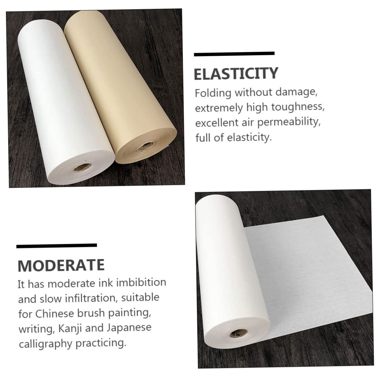 Hemobllo Premium Xuan Papier Rolle zum Schreiben und Malen mit Dickem Atmungsaktivem Papier für Chinesische Kalligraphie und Traditionelle Malerei Weißes Zeichenpapier