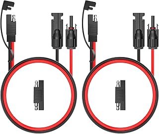 BBHEJJ 2Pack SAE to MC4 Male & Female Adapter Cable, 10AWG SAE Connector to Solar Panel Connector Cable PV Extension Cable Wire with SAE Polarity Reverse Adapter for RV Solar Panel Battery Charger Kit