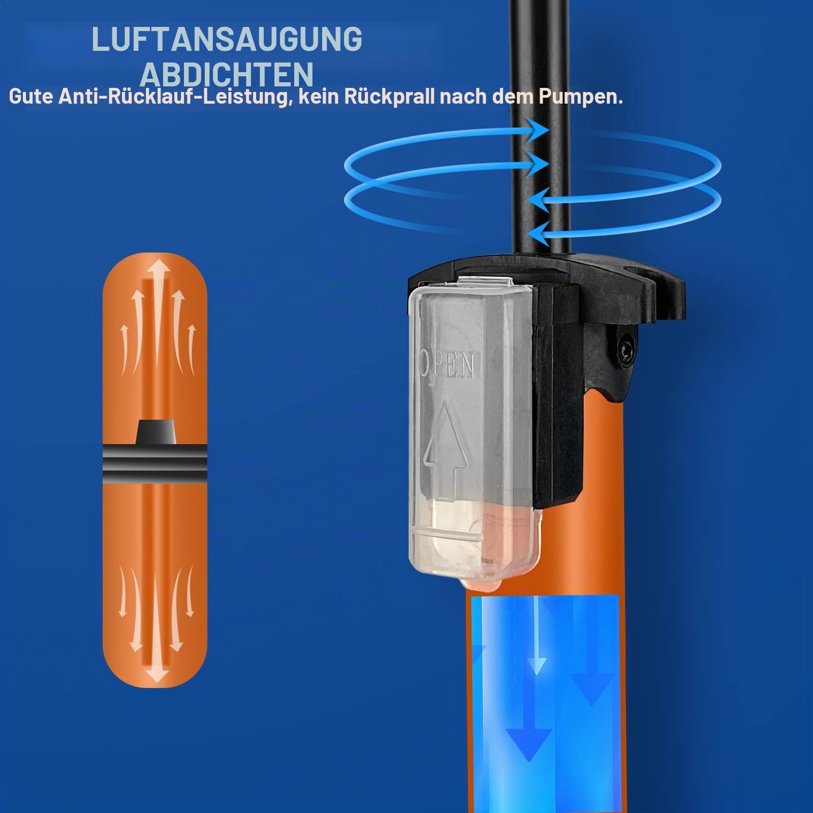 Fahrradpumpe Luftpumpe Fahrrad für alle Ventile, Standpumpe mit Großem Manometer bis 11 Bar/ 160 PSI, Standluftpumpe für Rennrad E-Bike, Mountainbike, Luftkissen Sport & Freizeit