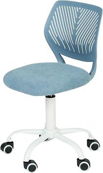 Teens Girls Task Chair 360 Swivel Low Mid PP Mesh Back Fabric Seat Height Adjustable Rolling Castor,FABRIC CURIO BLUE