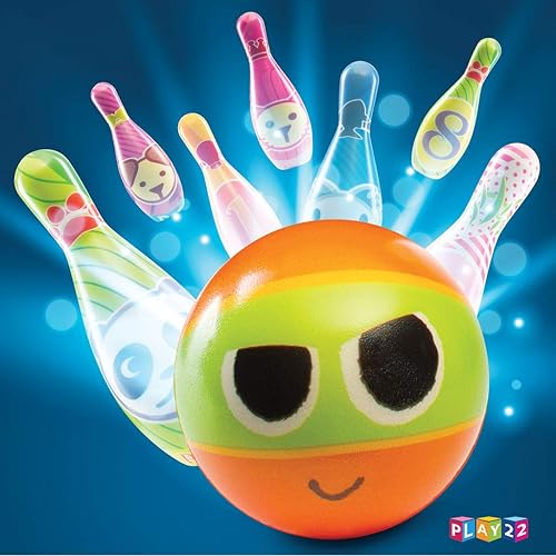 Miniatura 6 de Play22 Juego de bolos para niños con bolsa de transporte, colorido juego de bolos de juguete de 12 piezas, juego de espuma suave y resistente,