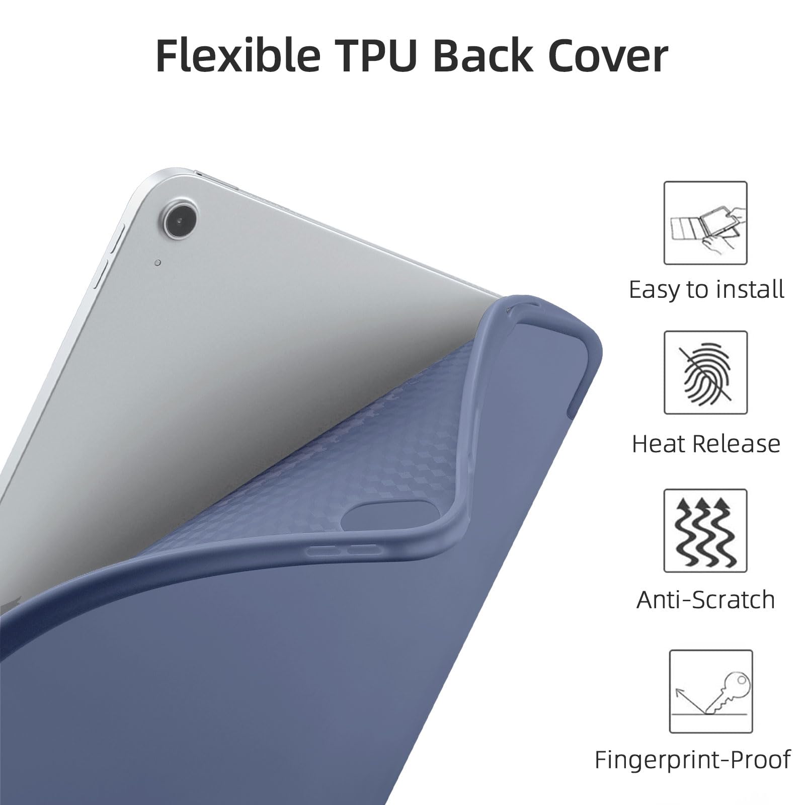 Vobafe Cover Compatibile con iPad Air 6 11 Pollici 2024/5 4 Generazione 2022/2020 10.9 Pollici, Custodia in Supporto Protettivo con Pencil Holder, Supporta la Carica di Apple Pencil, Blu Grigio