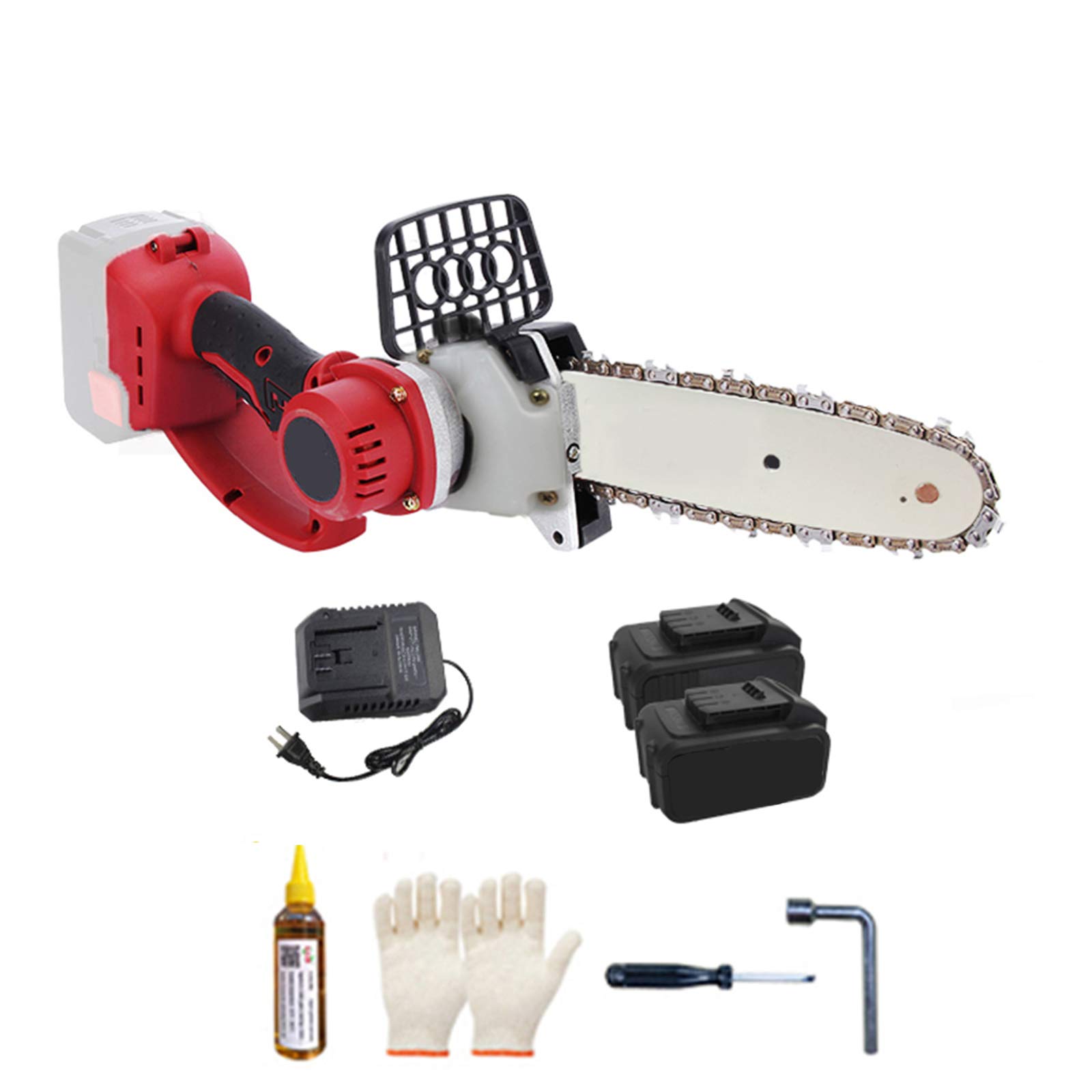 Tronconneuse Electrique sans Fil, Scie a Bois avec Batterie et Chargeur, Scie Miniature de Jardin pour La Coupe De Bois De Branche d'arbre, Mini Chainsaw