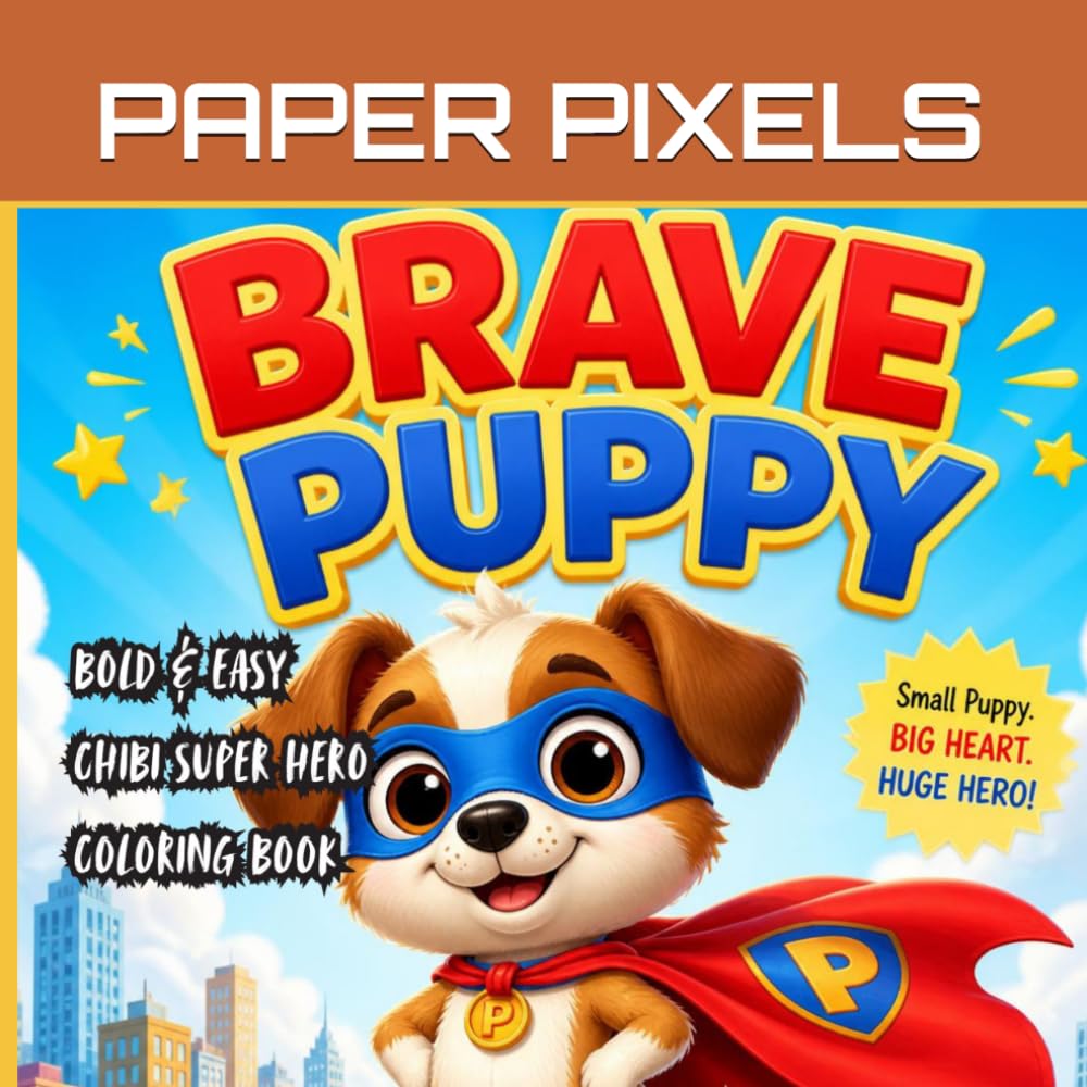 BOLD & EASY CHIBI BRAVE PUPPY COLORING BOOK FOR KIDS: BOOK 2 OF CHIBI SUPERHERO SERIES: BRAVE PUPPY ADVENTURES (CHIBI SUPERHERO COLORING BOOKS)