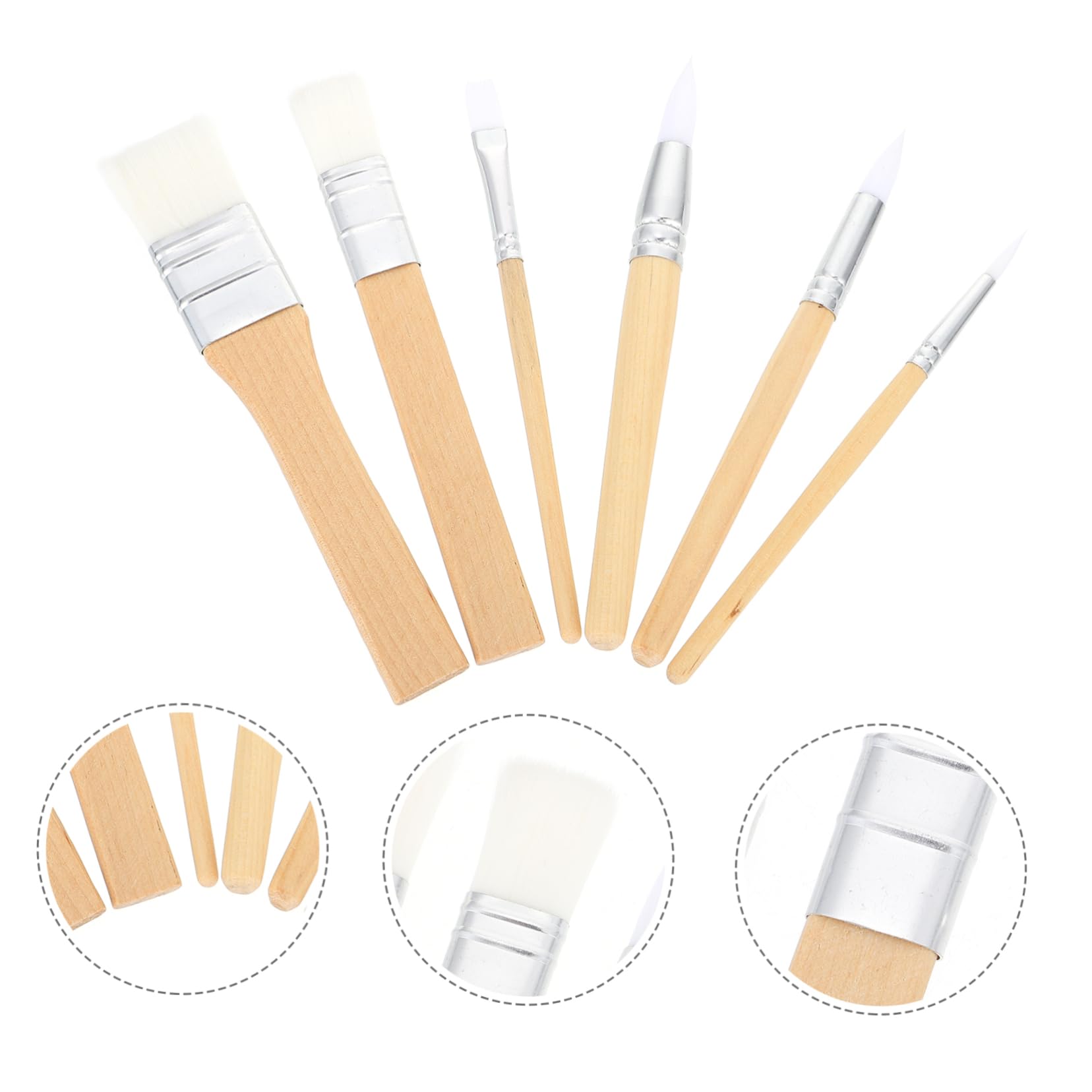 Holibanna 6pezzi Pennello Per Acquerello Con Setole Lana Set Per Pittura Ad Acquerello Olio Strumento Per Principianti e Hobbyisti Comodo e Facile Da Usare
