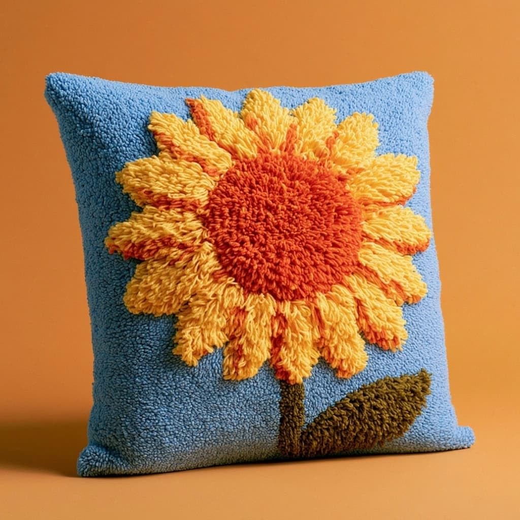Taxpy Latch Hook Cushion Kit for Beginners Sunflower