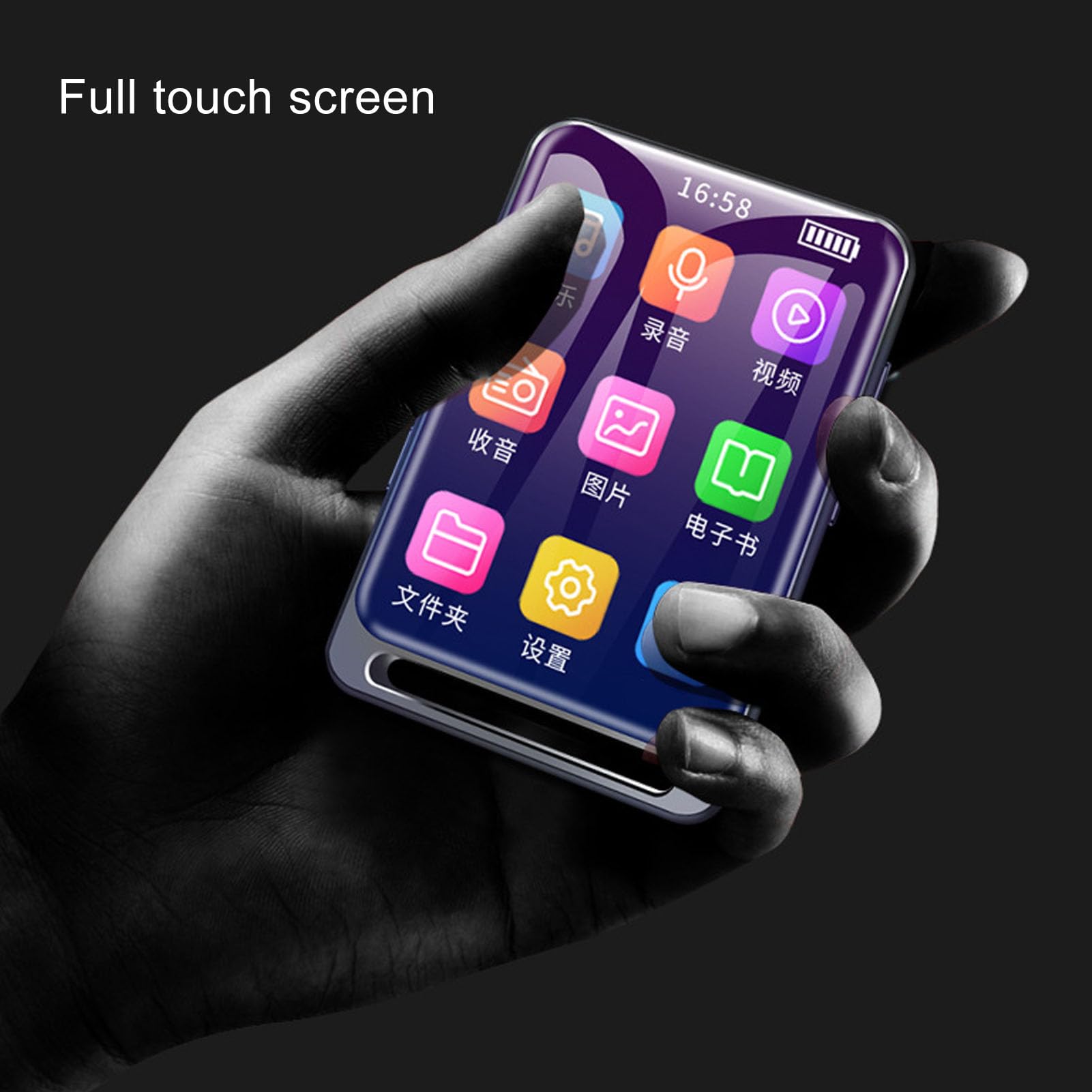 Septpenta Odtwarzacz MP3 Z Bluetooth, Odtwarzacz MP4 MP3 Z 2, 4 Calowym W Pełni Dotykowym Ekranem, Wbudowana Bateria Litowa 400 mAh, Odtwarzanie Zdjęć/Wideo/Radio FM/Dyktafon(32 GB)