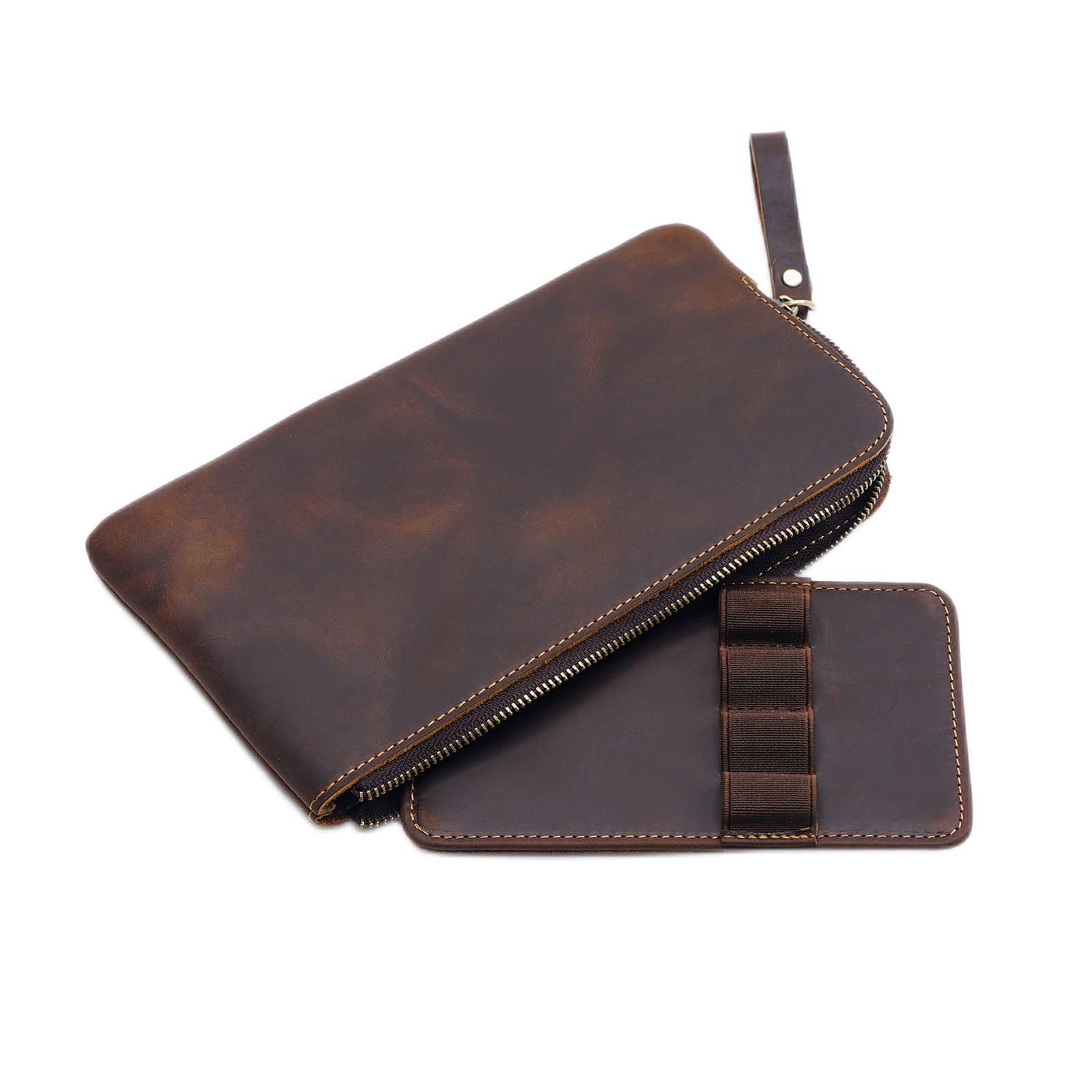 Astucci per matite Astuccio per Penne in Pelle con Cerniera Astuccio per Penne Astuccio per Penne Multiple Vintage Astuccio per Penne di Grande capacità (caffè)