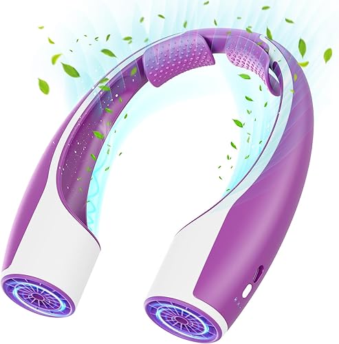 Miniatura 12 de Rohent Ventilador de cuello portátil personal: ventilador recargable de alta velocidad de 4 velocidades, flujo de aire de refrigeración - Batería de