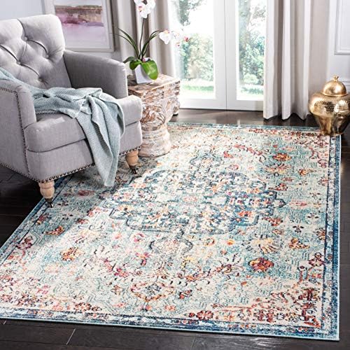 SAFAVIEH Madison Collection Area Rug - 5'3" x 7'6", Navy & Light ...