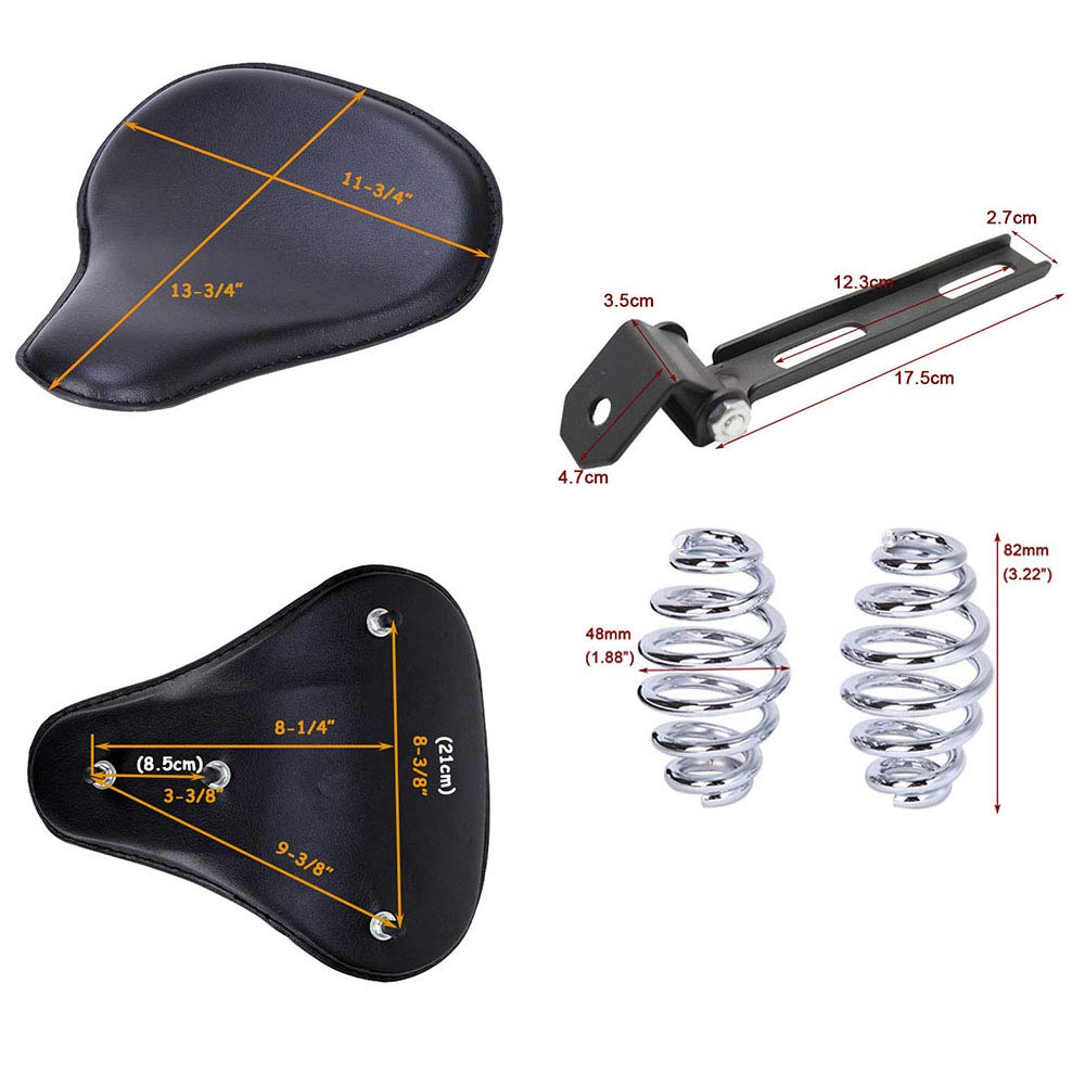 Nero Sella moto bobber con Kit staffa di montaggio per molle monoposto moto in pelle per Bobber Sportster XL883 1200 48 Forty Eight Softtail Dyna Street Glide Chopper customed. …