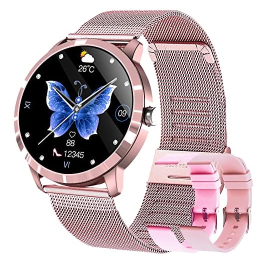 Reloj Inteligente Mujer, Smartwatch Deportivo A Prueba de Agua IP68, Smart Watch 1.1” Táctil Completa con Caloría, SpO2, Menstrual Registro, Podómetro Pulsera Actividad Inteligente con iOS Android