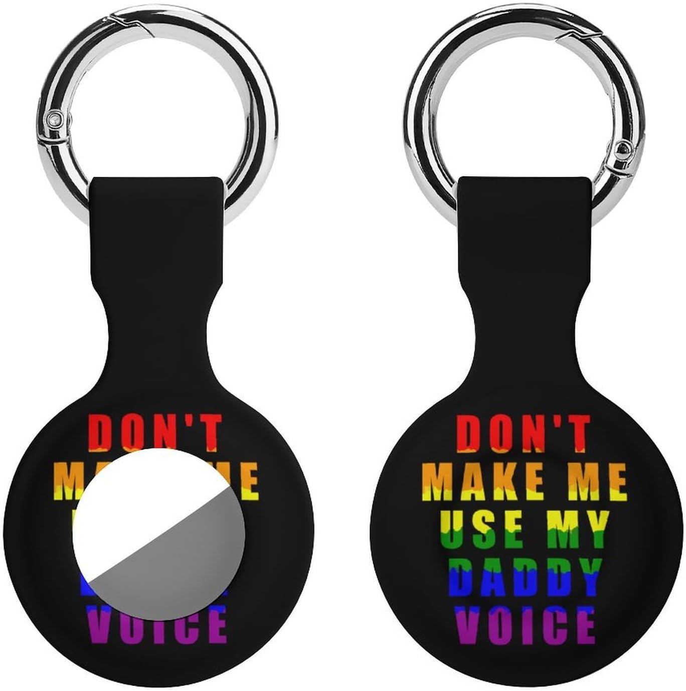 Daddy Voice Gay Proud LGBT Case Compatible with AirTag Holder Cover with Keychain Ring for Bags Luggages