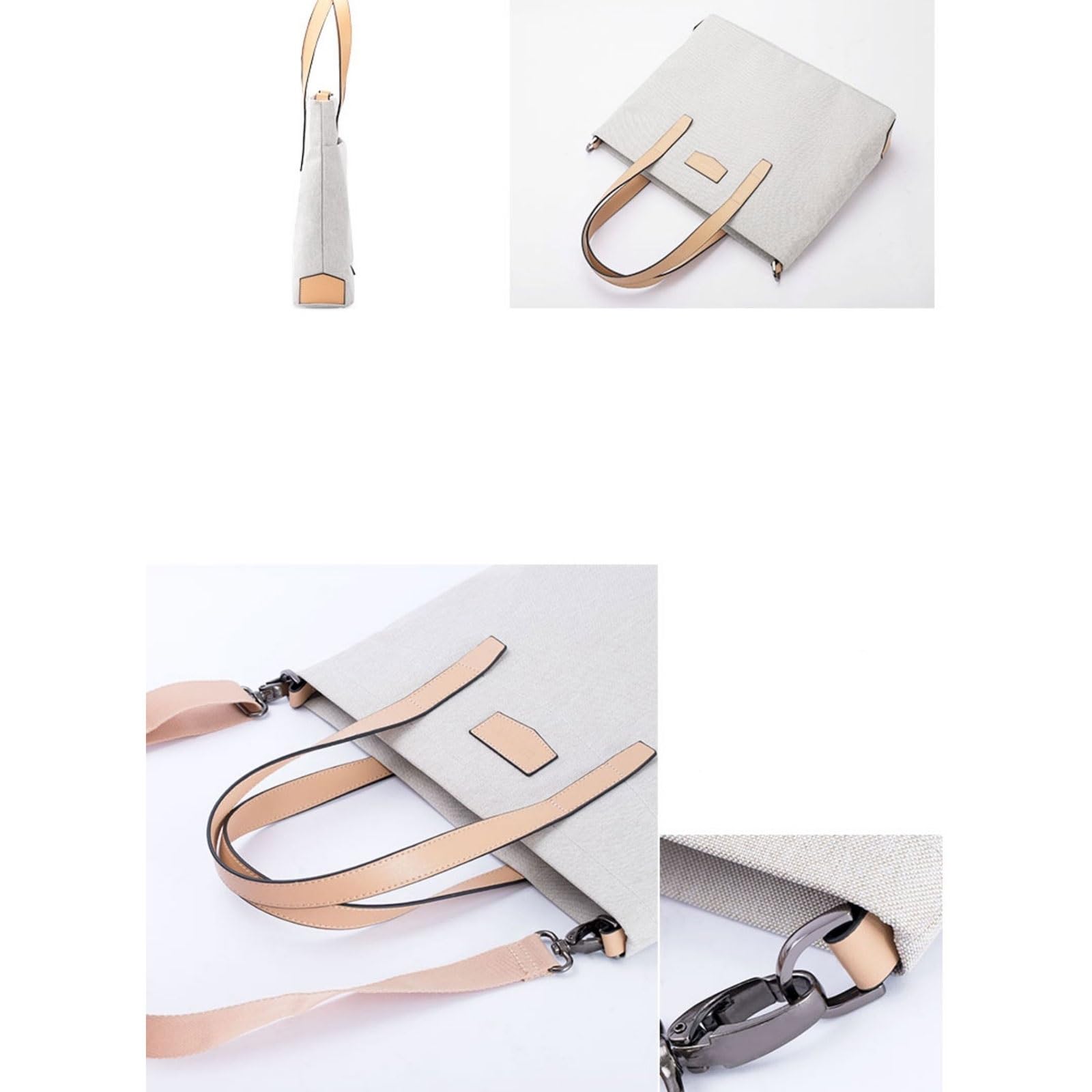 Borsa Porta PC Borsa a Tracolla Multifunzionale Semplice da 14 Pollici Borsa a Tracolla in Tessuto Oxford Borsa da pendolare da Viaggio di Grande capacità Borsa per Laptop(Grijs)