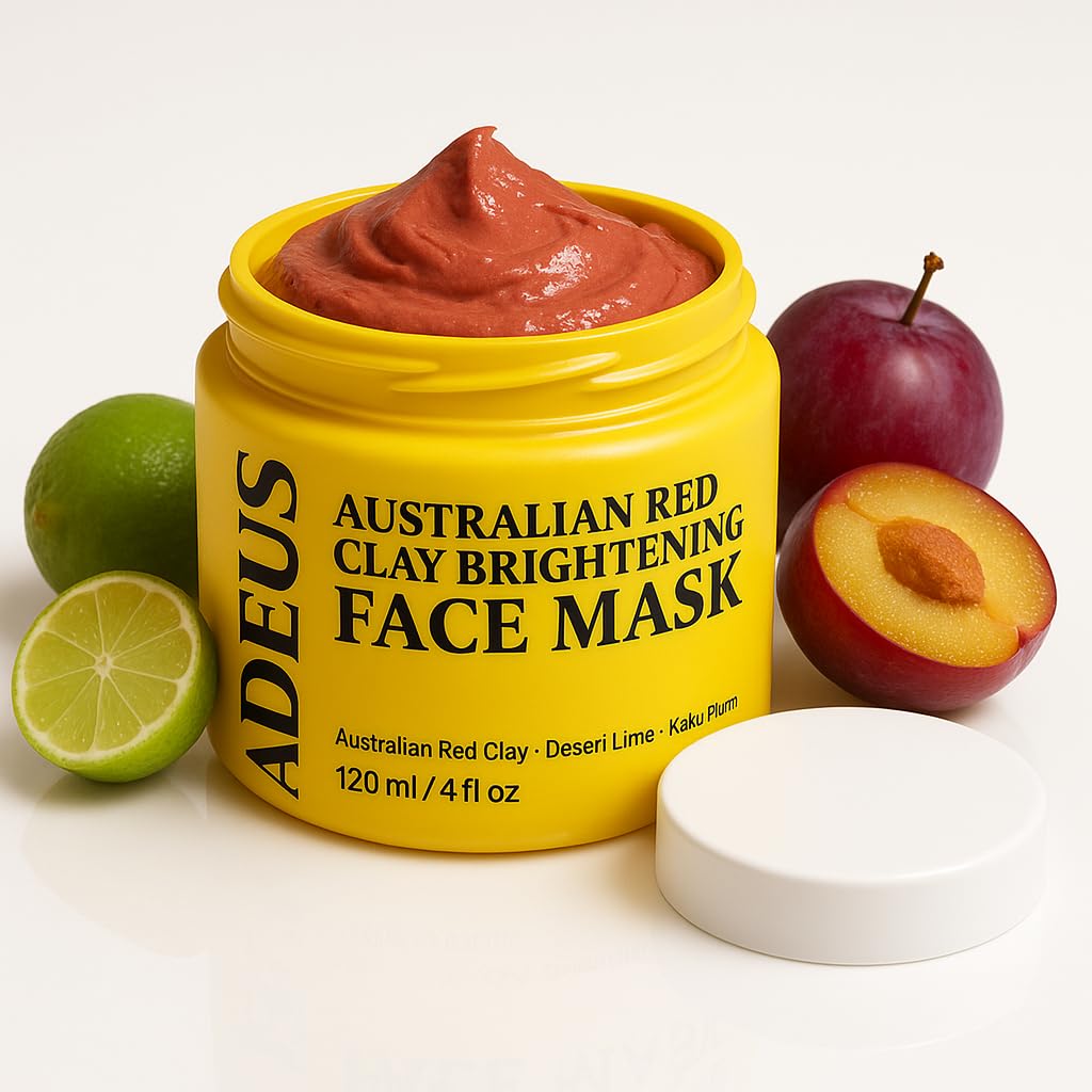 ADEUS Australian Red Clay Brightening Mask – Deep-Detox & Radiance Clay Face Mask with Kakadu Plum & Desert Lime – Pure Natural Clay Mask for Soft, Bright, Glowing Skin 120ml/4 fl oz (1)
