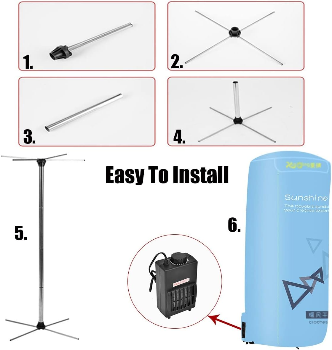 Portable Clothes Dryer 900W Low Energy Foldable Electric Hot Air Drying Wardrobe, After Folding - 28×16cm, Clothes Drying Airer Very Suitable For Small Apartments, Dormitories, Travel Star of Light