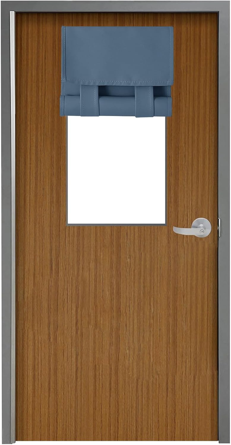 Classroom Door Window Cover,Blackout Shades for Classroom Windows and Doors?Privacy,Room Darkening Design Blocks Views, Classroom Window Cover Lockdown. 14W x 42L Inches, 1 Panel, Stone blue. 14*42 Stone Blue