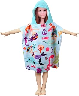 JORAKI Toalla Infantil con Capucha de niño y niña, Toalla de Playa Toalla de Baño Poncho Toalla Poncho Surf para Niñas Niños de 2 a 8 años