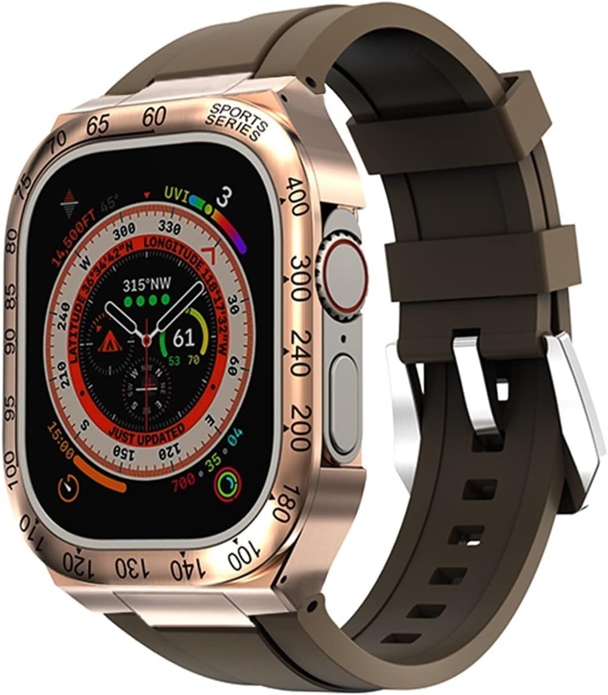 Metal Watch Case Rubber Watch Band Mod Kit Set，For Apple Watch Ultra 8 49mm Series，Luxury Sports Band Case Mod Kit，For Iwatch 49mm Watch Replacement Accessories