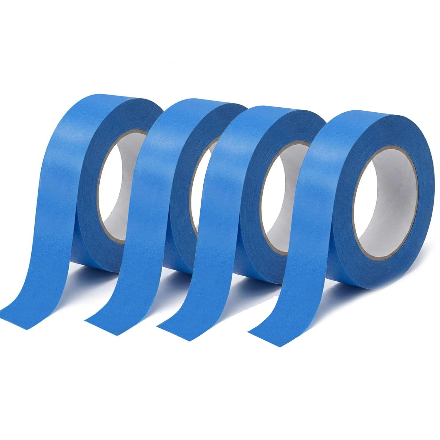 Qcdou Blue Masking Tape, 4 Rolls Masking Tapes, 24mm x 50m Blue Painters Tape, Masking Tape for Painting, Low Tack Paper Tape, Wide Decorators Tape for DIY Crafts and Indoor Painting — image 1