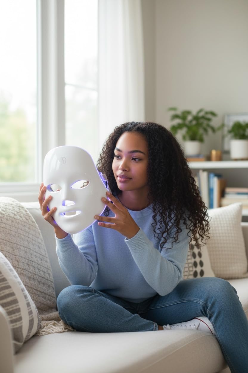 LED Therapy Mask, 7 Light Colors, Skin Rejuvenation, USB Rechargeable, ABS Material, Portable