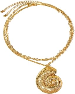 Snail Shell Necklace Cute Gold Metal SeaShell Chain Dangle Gold Stainless Steel Sea Witch Shell Jewelry for Women