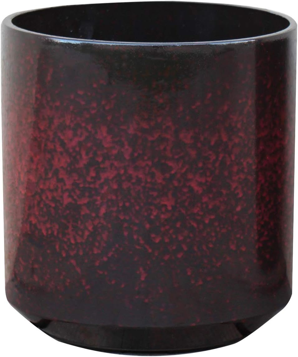 TABOR TOOLS Round Plastic Planter with Self Watering Root Protection Tray, Light Weight, Natural Colors, Optional Drainage Hole with Plug, Height 9 Inch ⌀ 8 Inch. VB127A. (Wine Burgundy - Glossy)