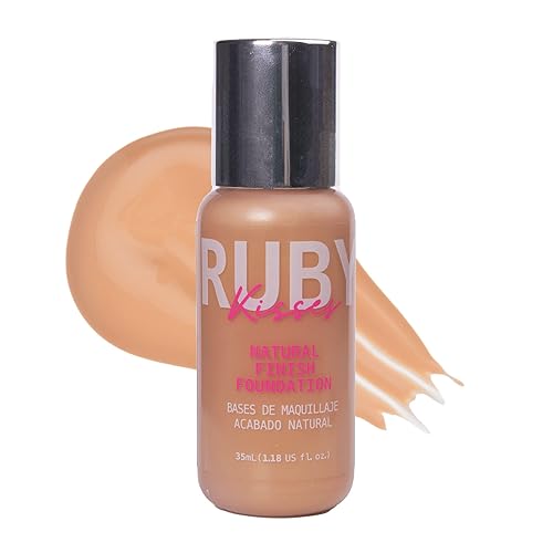 Ruby Kisses Base líquida de cobertura media, ligera, acabado natural, maquillaje facial para todo tipo de piel, maquillaje coreano (beige dorado)