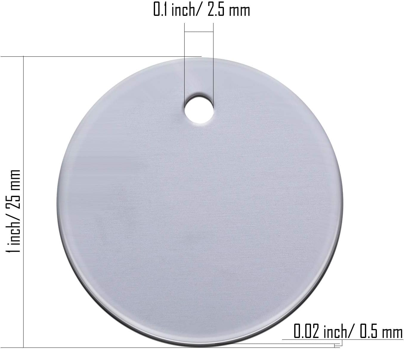 SATINIOR 100 Pcs Metal Stamping Blanks, 1 Inch Round Metal Tags with Hole Aluminum Blank Tags Engraving Blanks for Necklace Bracelet Dog Pet ID Jewelry Making(100 Pieces) - Image 2
