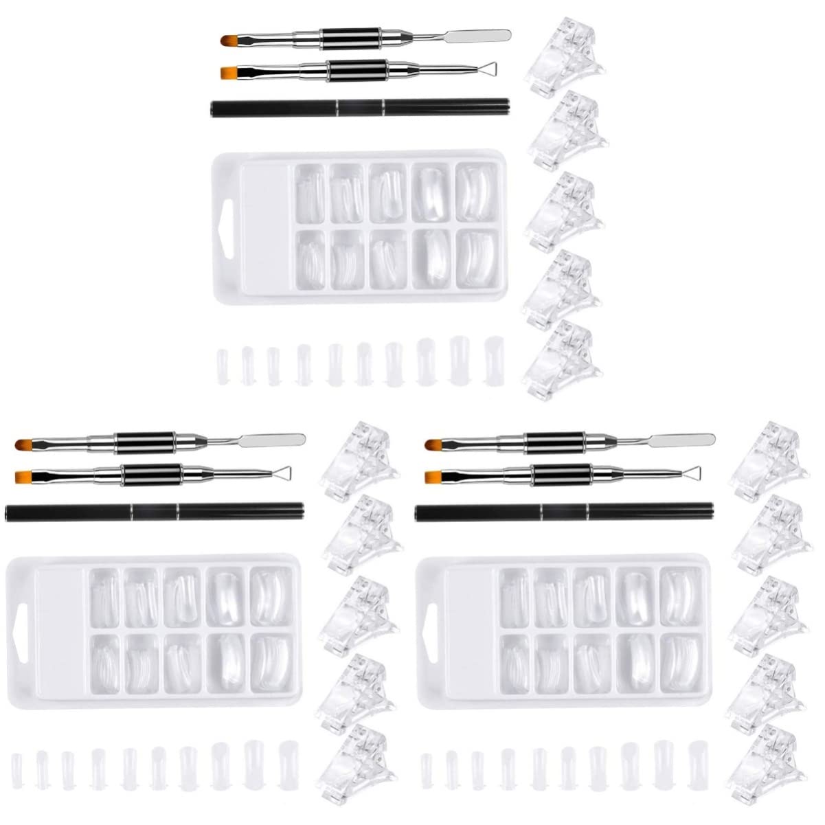 3 Set Manicure Per L'allungamento Delle Unghie Strumento Per Nail Art Per Manicure Kit Per French Manicure in Gel Per Unghie in Acrilico Bianca Estensore Chiodo Plastica