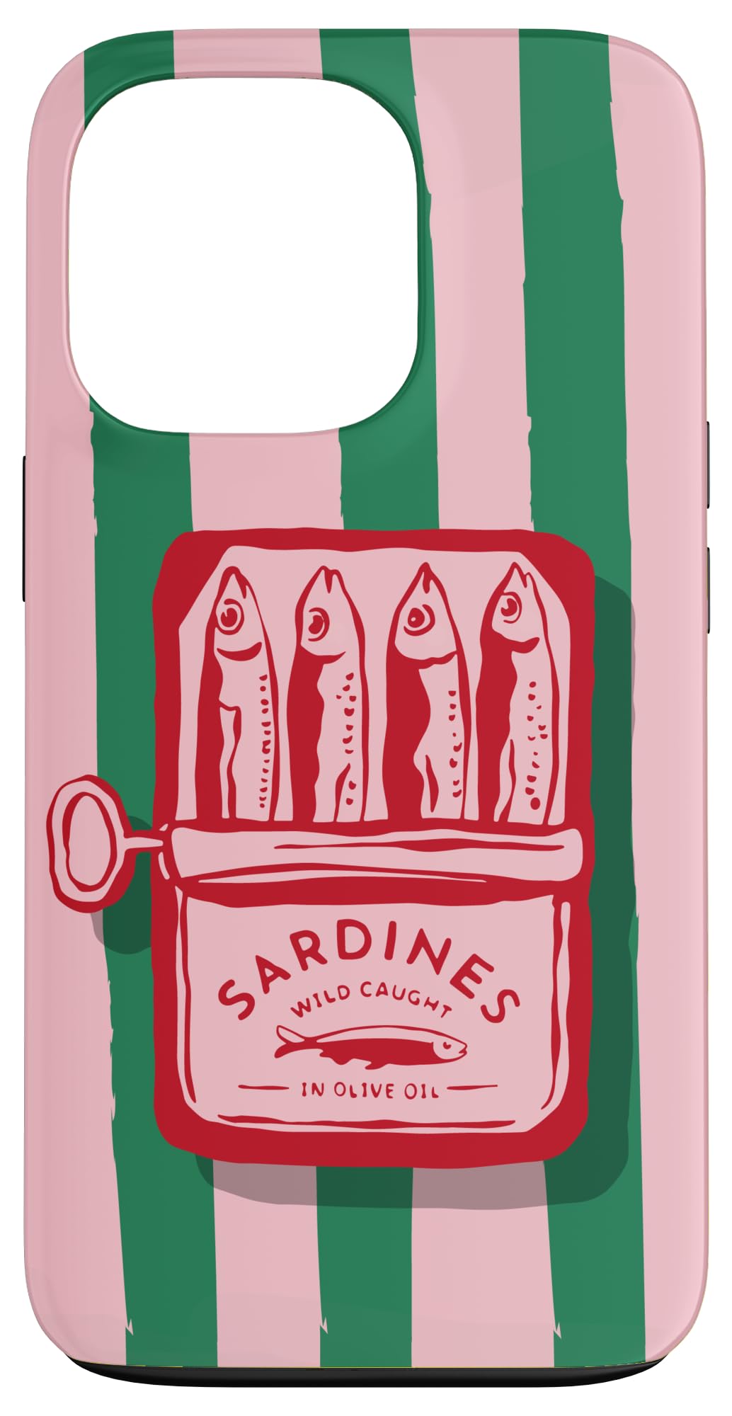 Pink Sardine Maximalist Vintage Food Stripes Aesthetic Cute Case for iPhone 13 Pro