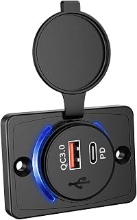 Cargador de modificación Powstation RV 12-24V 3.1A Cargador USB dual Accesorios de toma de corriente Camper Bus Boat QC3.0 PD3.0 Cargador para caravanas, autocaravanas, barcos y autocarava(QC and PD)