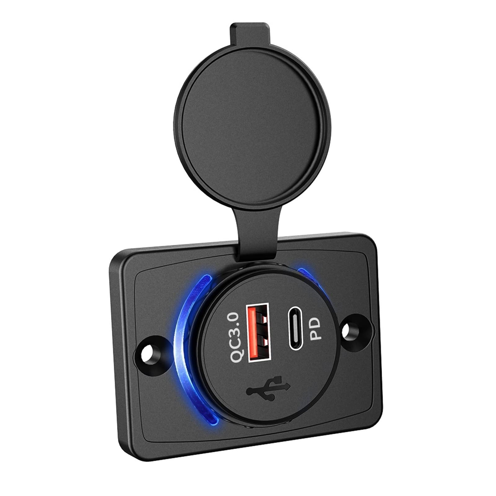 Kogedss Qc And Pd Powstation Rv Modification Charger 12-24V 3.1A Dual Usb Charger Power Outlet Accessories Camper Bus Boat Qc3.0 Pd3.0 Charger(Qc And Pd)