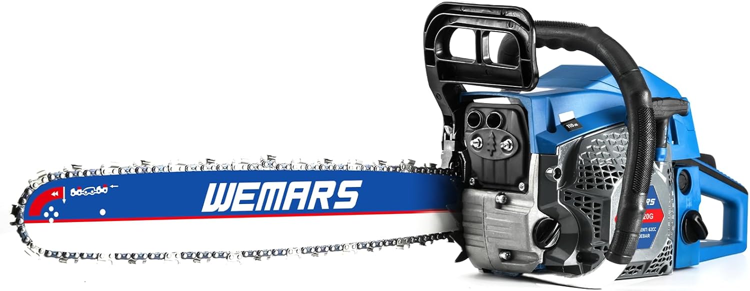 Gas Chainsaw 62CC 20 Inch Gas Powered Chainsaws 2-Cycle Gasoline Handheld Cordless Petrol Chain Saws for Cutting Wood Tree Trimming Garden and Farm Use