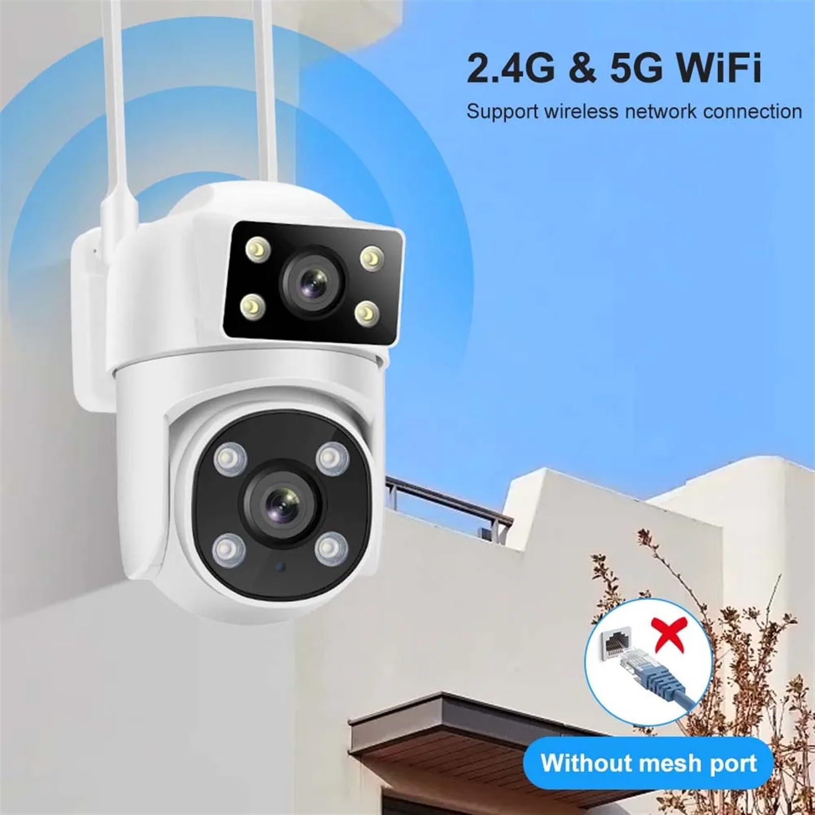 Kamera bezpieczeństwa zewnętrzna, Kamera IP 8MP 4K podwójny obiektyw AI śledzenie 5G kamera monitoringu wi-fi inteligentna ochrona kamera CCTV zewnętrzne kamery monitorujące PTZ Kamera bezpieczeństwa