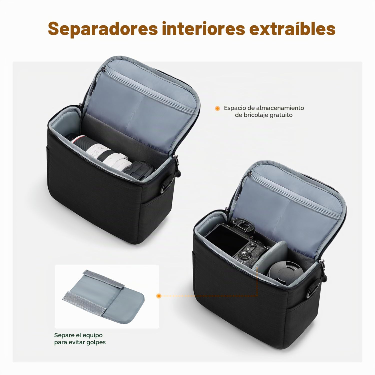 K&F CONCEPT Bolsa Funda Cámara Réflex Impermeable Pequeño Estuche Crossbody para cámara de Hombro con Correa Ajustable DSLR/SLR/Mirrorless Compact Photography Bags-Negro