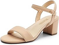 DREAMPAIRS Women's 2.24" Chunky Block Heel Open Toe Ankle Strap Sandals - Comfortable Low Heels for Work, Wedding, Party