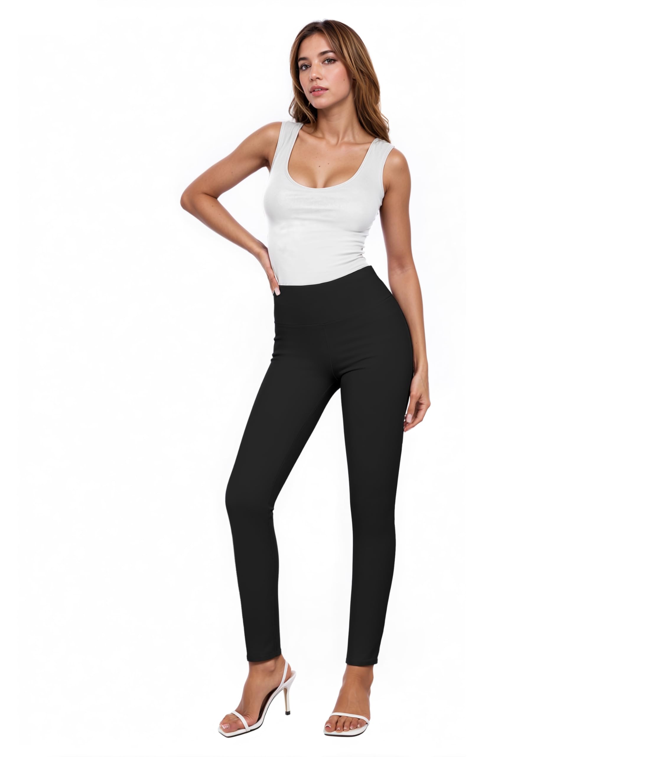 Hybrid & Company Women Stretch Skinny Dress Pants Nylon Ponte Pull On Office Leggings Trousers