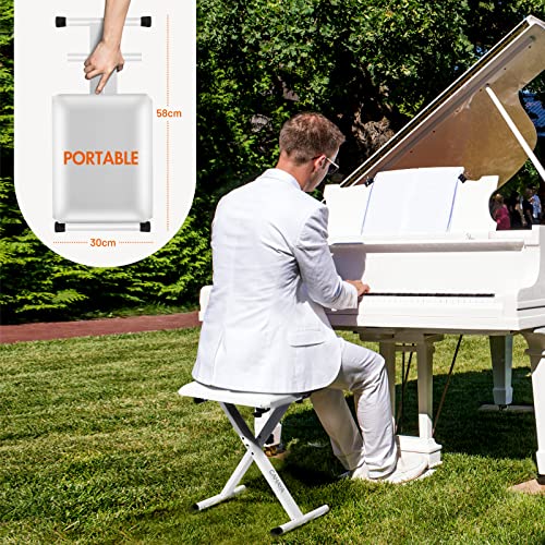 CAHAYA Banc de Piano Tabouret de Piano Pliable réglable en Hauteur, siège de Piano en Forme de X, Banc de Piano Stable Tabouret de Piano rembourré, Blanc CY0257-1 - Les Beatles, Paul McCartney, John Lennon, RIngo Starr, George Harrison CAHAYA Banc de Piano Tabouret de Piano Pliable réglable en Hauteur, siège de Piano en Forme de X, Banc de Piano Stable Tabouret de Piano rembourré, Blanc CY0257-1 – Image 3