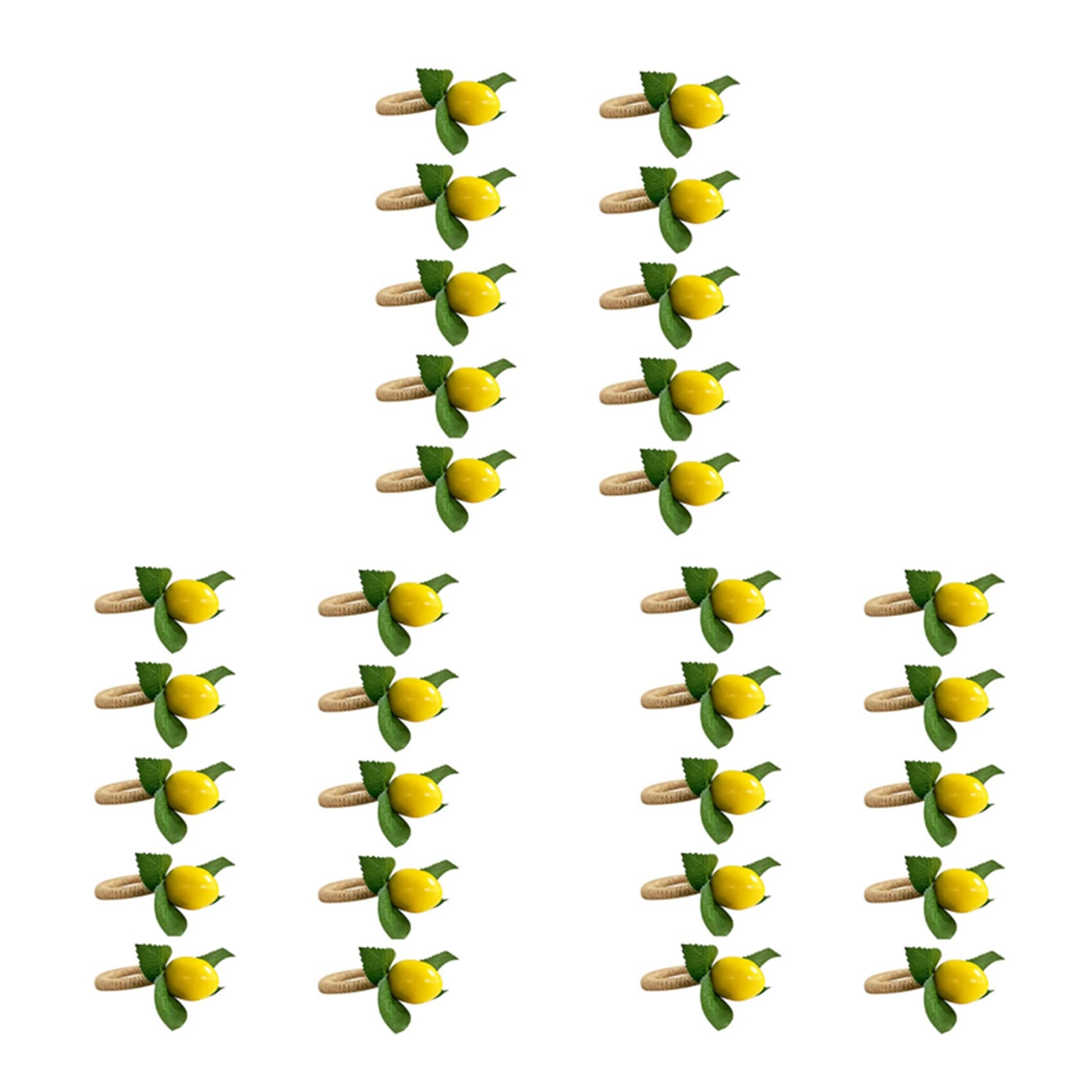 Hndhbfgrt 30PCS Handmade Napkin Rings Yellow Faux Lemon with Vine Napkin Ring for Wedding, Banquet,